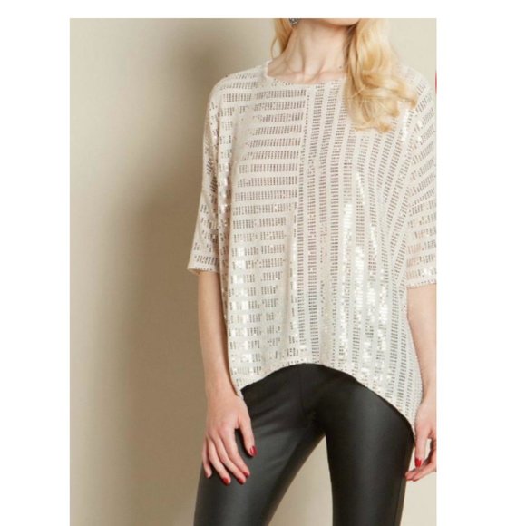 Clara Sunwoo Shimmer Sequin Box Top T91S - Picture 1 of 1